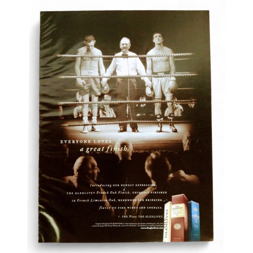 2001 Glenlivet Scotch Whisky Print Ad Boxing Y2K Everyone Loves A Great Finish